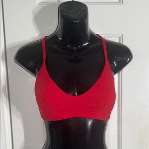Athleta Red Criss Cross Adjustable Strap Lace Up Bikini Top Swimsuit Size M